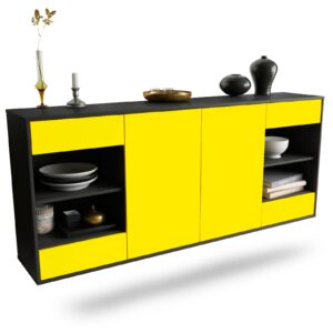Sideboard Independence | hängend | Korpus Anthrazit | Front in Gelb | 180x79x35cm (BxHxT)