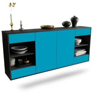 Sideboard Independence | hängend | Korpus Anthrazit | Front in Türkis | 180x79x35cm (BxHxT)