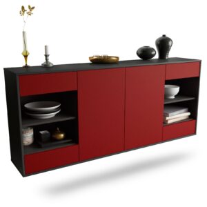Sideboard Independence | hängend | Korpus Anthrazit | Front in Bordeaux | 180x79x35cm (BxHxT)