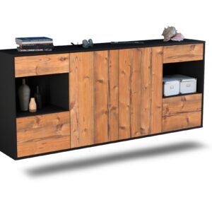 Sideboard Charleston | hängend | Korpus Anthrazit | Front in Pinie Holz Optik | 180x79x35cm (BxHxT)