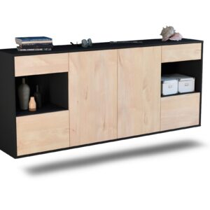 Sideboard Charleston | hängend | Korpus Anthrazit | Front in Zeder Holz Optik | 180x79x35cm (BxHxT)