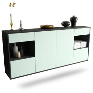 Sideboard Charleston | hängend | Korpus Anthrazit | Front in Mint | 180x79x35cm (BxHxT)