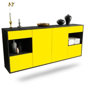 Sideboard Charleston | hängend | Korpus Anthrazit | Front in Gelb | 180x79x35cm (BxHxT)