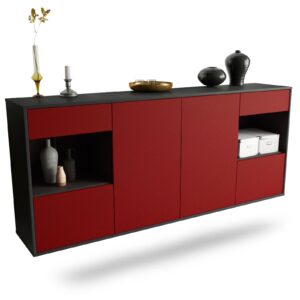 Sideboard Charleston | hängend | Korpus Anthrazit | Front in Bordeaux | 180x79x35cm (BxHxT)
