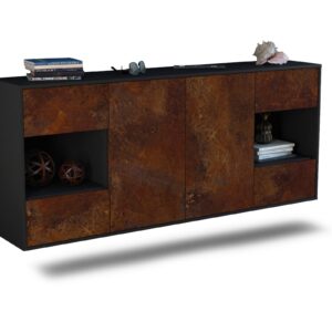 Sideboard Santa Clara | hängend | Korpus Anthrazit | Front in Rost Optik | 180x79x35cm (BxHxT)