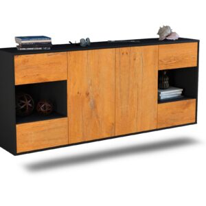 Sideboard Santa Clara | hängend | Korpus Anthrazit | Front in Eiche Holz Optik | 180x79x35cm (BxHxT)
