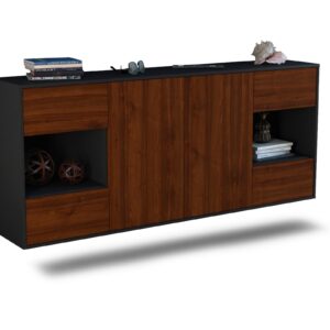 Sideboard Santa Clara | hängend | Korpus Anthrazit | Front in Walnuss Holz Optik | 180x79x35cm (BxHxT)