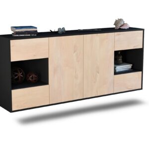 Sideboard Santa Clara | hängend | Korpus Anthrazit | Front in Zeder Holz Optik | 180x79x35cm (BxHxT)