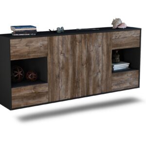 Sideboard Santa Clara | hängend | Korpus Anthrazit | Front in Treibholz Holz Optik | 180x79x35cm (BxHxT)