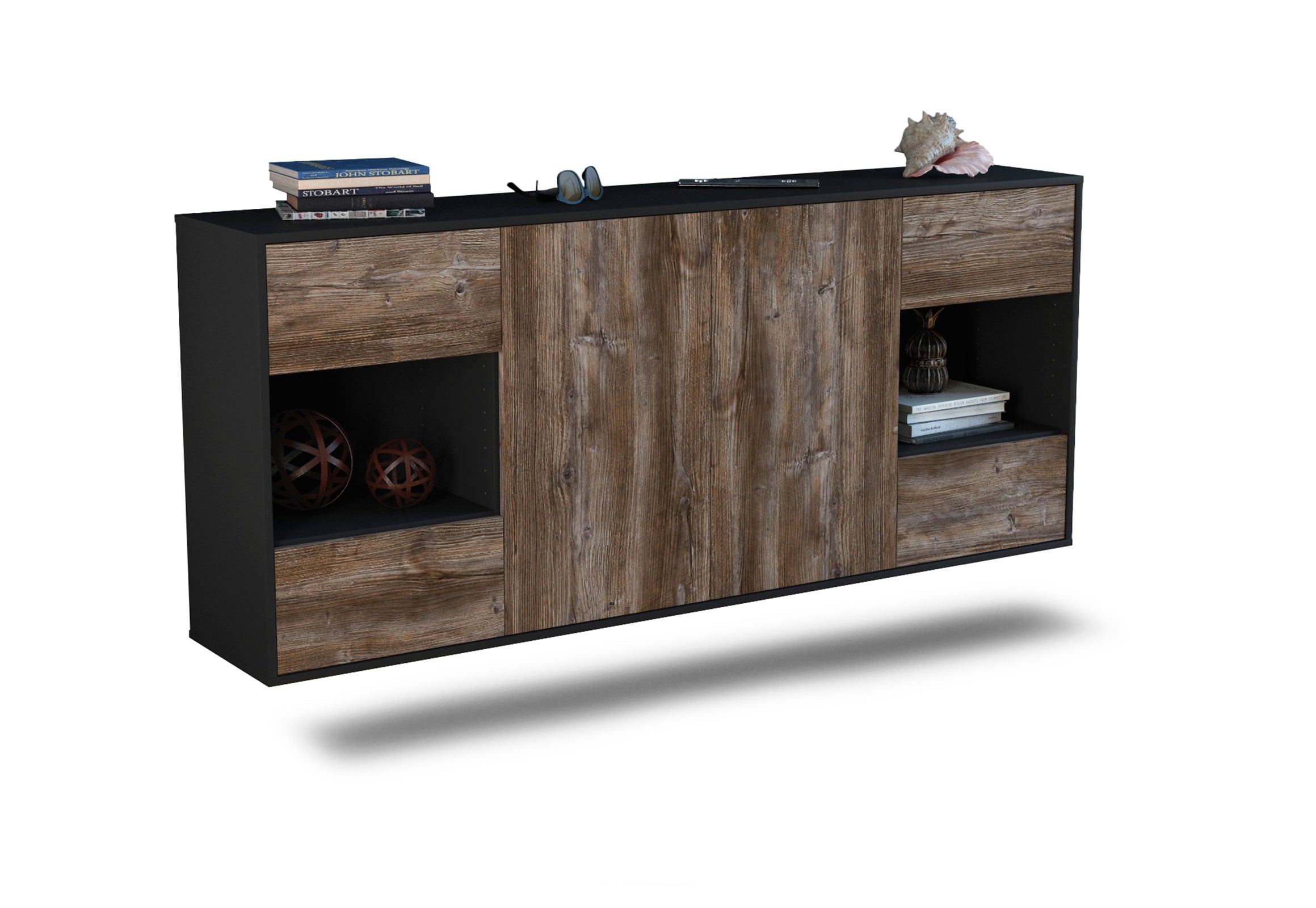 Sideboard Santa Clara | hängend | Korpus Anthrazit | Front in Treibholz Holz Optik | 180x79x35cm (BxHxT) 1 Sideboard Santa Clara | hängend | Korpus Anthrazit | Front in Treibholz Holz Optik | 180x79x35cm (BxHxT)