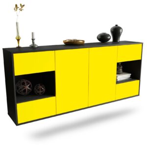 Sideboard Santa Clara | hängend | Korpus Anthrazit | Front in Gelb | 180x79x35cm (BxHxT)
