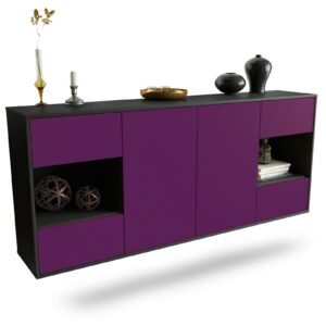 Sideboard Santa Clara | hängend | Korpus Anthrazit | Front in Lila | 180x79x35cm (BxHxT)