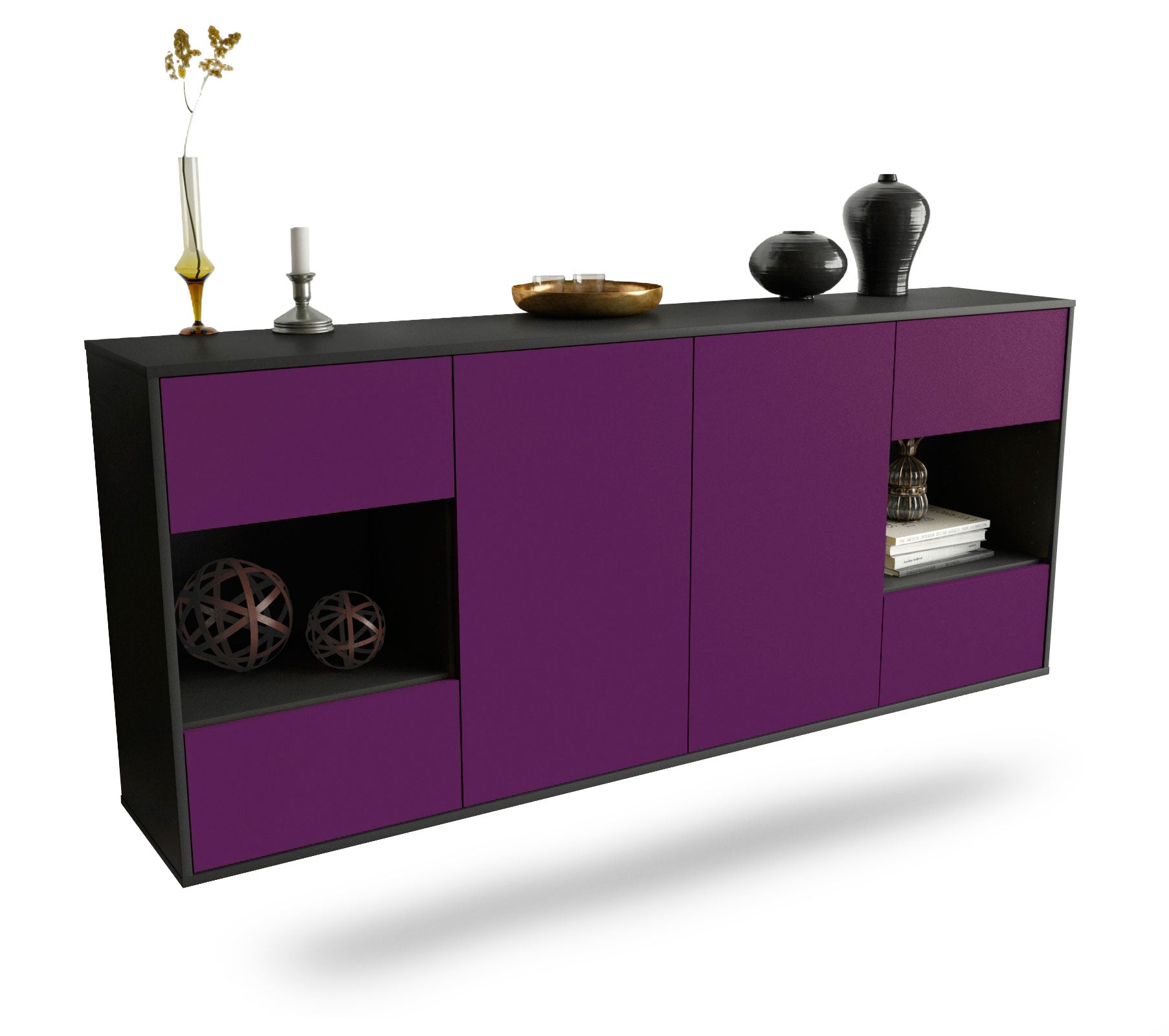 Sideboard Santa Clara | hängend | Korpus Anthrazit | Front in Lila | 180x79x35cm (BxHxT) 1 Sideboard Santa Clara | hängend | Korpus Anthrazit | Front in Lila | 180x79x35cm (BxHxT)