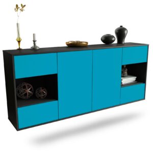 Sideboard Santa Clara | hängend | Korpus Anthrazit | Front in Türkis | 180x79x35cm (BxHxT)