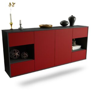 Sideboard Santa Clara | hängend | Korpus Anthrazit | Front in Bordeaux | 180x79x35cm (BxHxT)