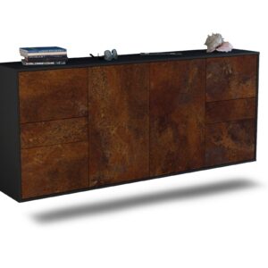 Sideboard Beaumont | hängend | Korpus Anthrazit | Front in Rost Optik | 180x79x35cm (BxHxT)