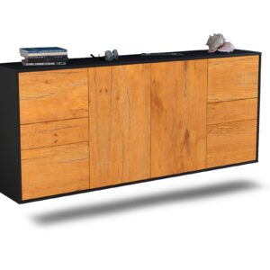 Sideboard Beaumont | hängend | Korpus Anthrazit | Front in Eiche Holz Optik | 180x79x35cm (BxHxT)