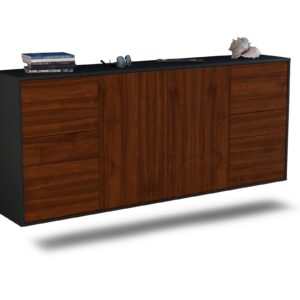 Sideboard Beaumont | hängend | Korpus Anthrazit | Front in Walnuss Holz Optik | 180x79x35cm (BxHxT)