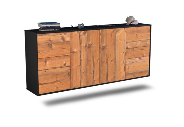 Sideboard Beaumont | hängend | Korpus Anthrazit | Front in Pinie Holz Optik | 180x79x35cm (BxHxT)