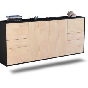 Sideboard Beaumont | hängend | Korpus Anthrazit | Front in Zeder Holz Optik | 180x79x35cm (BxHxT)