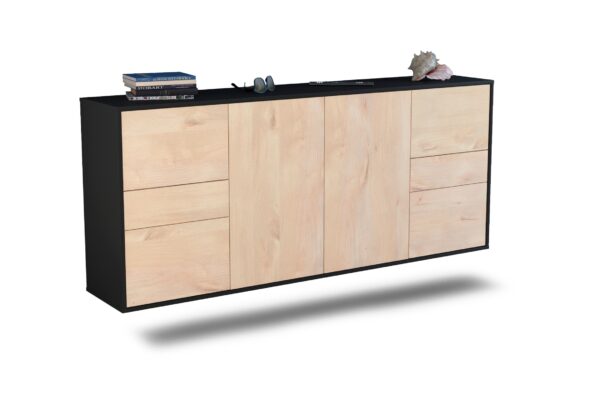 Sideboard Beaumont | hängend | Korpus Anthrazit | Front in Zeder Holz Optik | 180x79x35cm (BxHxT)
