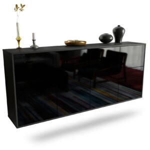 Sideboard Beaumont | hängend | Korpus Anthrazit | Front in Hochglanz Schwarz | 180x79x35cm (BxHxT)