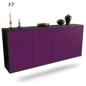 Sideboard Beaumont | hängend | Korpus Anthrazit | Front in Lila | 180x79x35cm (BxHxT)