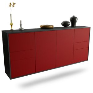 Sideboard Beaumont | hängend | Korpus Anthrazit | Front in Bordeaux | 180x79x35cm (BxHxT)