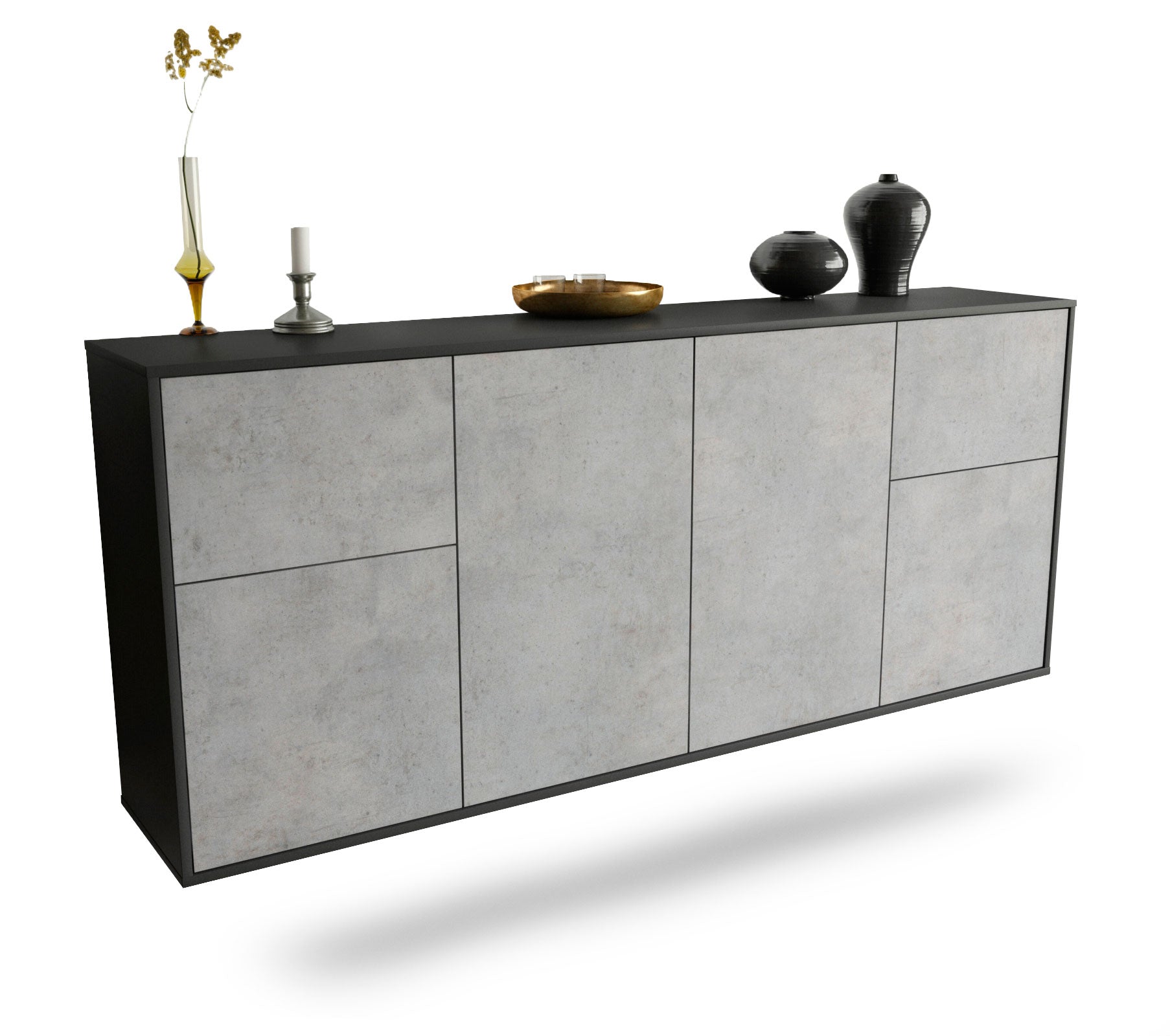 Sideboard Costa Mesa | hängend | Korpus Anthrazit | Front in Beton Optik | 180x79x35cm (BxHxT) 1 Sideboard Costa Mesa | hängend | Korpus Anthrazit | Front in Beton Optik | 180x79x35cm (BxHxT)