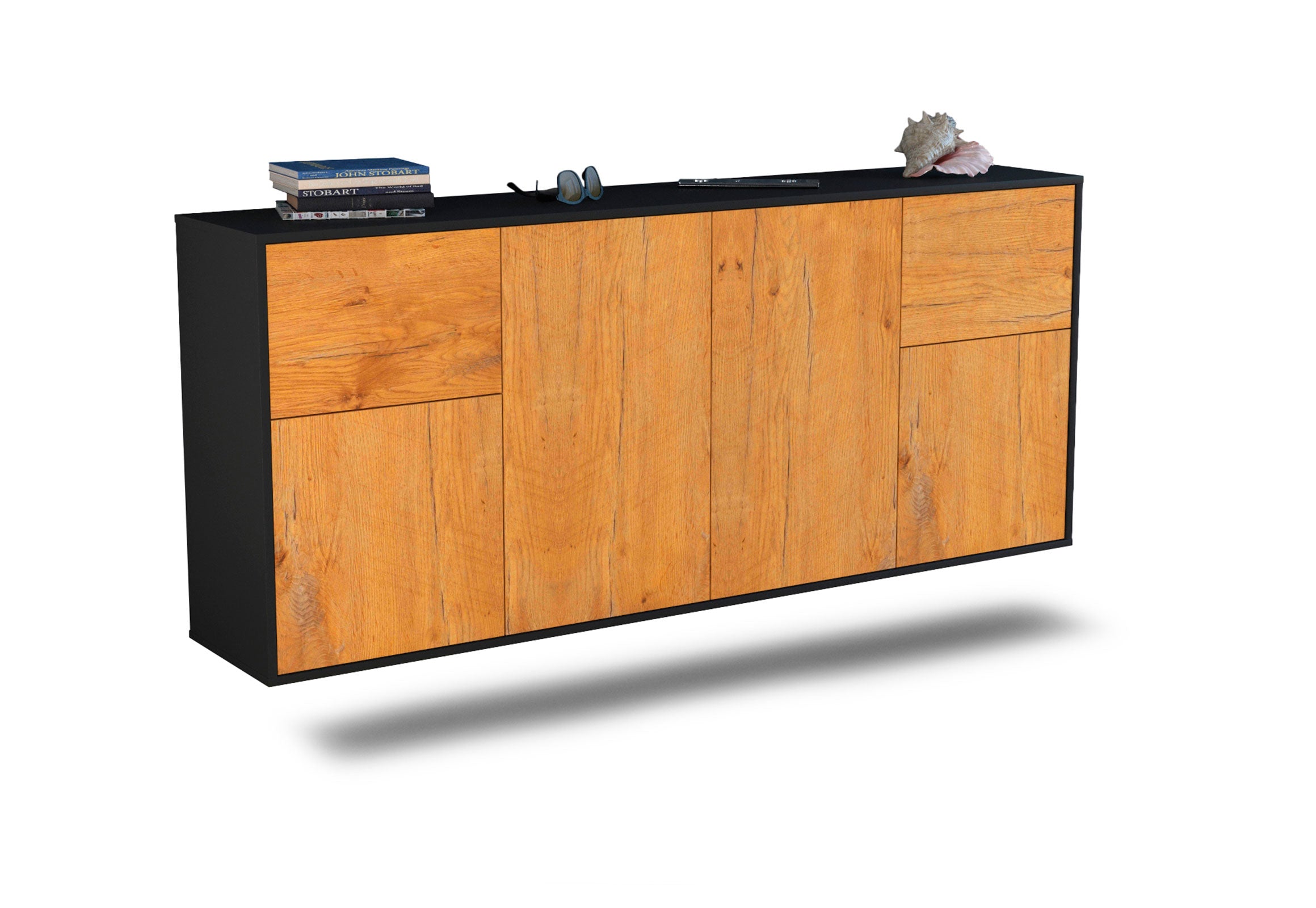 Sideboard Costa Mesa | hängend | Korpus Anthrazit | Front in Eiche Holz Optik | 180x79x35cm (BxHxT) 1 Sideboard Costa Mesa | hängend | Korpus Anthrazit | Front in Eiche Holz Optik | 180x79x35cm (BxHxT)