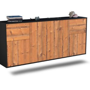 Sideboard Costa Mesa | hängend | Korpus Anthrazit | Front in Pinie Holz Optik | 180x79x35cm (BxHxT)