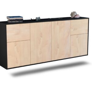 Sideboard Costa Mesa | hängend | Korpus Anthrazit | Front in Zeder Holz Optik | 180x79x35cm (BxHxT)