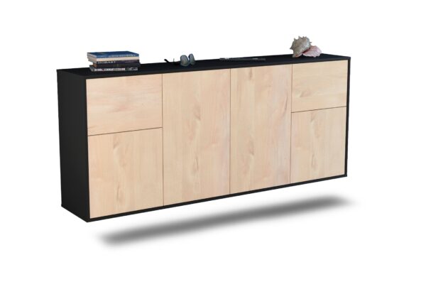 Sideboard Costa Mesa | hängend | Korpus Anthrazit | Front in Zeder Holz Optik | 180x79x35cm (BxHxT)