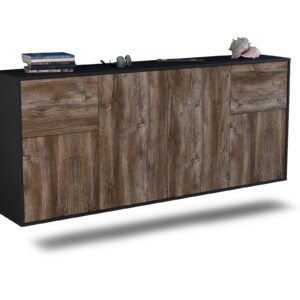 Sideboard Costa Mesa | hängend | Korpus Anthrazit | Front in Treibholz Holz Optik | 180x79x35cm (BxHxT)