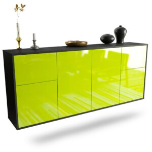 Sideboard Costa Mesa | hängend | Korpus Anthrazit | Front in Hochglanz Grün | 180x79x35cm (BxHxT)