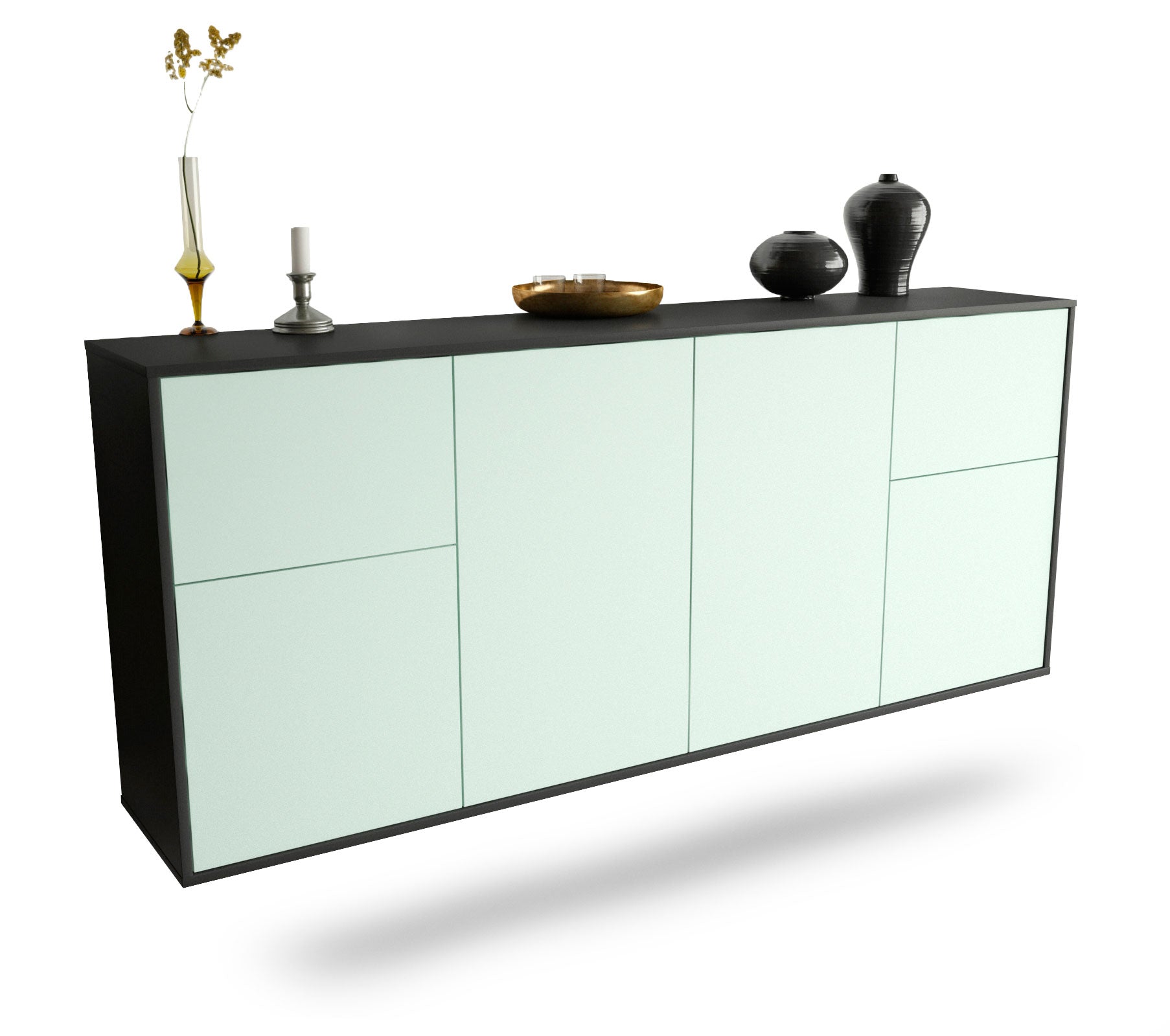 Sideboard Costa Mesa | hängend | Korpus Anthrazit | Front in Mint | 180x79x35cm (BxHxT) 1 Sideboard Costa Mesa | hängend | Korpus Anthrazit | Front in Mint | 180x79x35cm (BxHxT)
