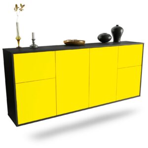Sideboard Costa Mesa | hängend | Korpus Anthrazit | Front in Gelb | 180x79x35cm (BxHxT)