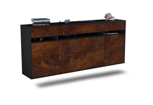 Sideboard Manchester | hängend | Korpus Anthrazit | Front in Rost Optik | 180x79x35cm (BxHxT)