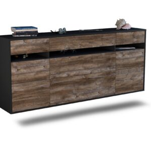 Sideboard Manchester | hängend | Korpus Anthrazit | Front in Treibholz Holz Optik | 180x79x35cm (BxHxT)
