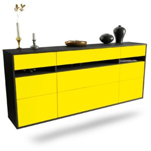 Sideboard Manchester | hängend | Korpus Anthrazit | Front in Gelb | 180x79x35cm (BxHxT)