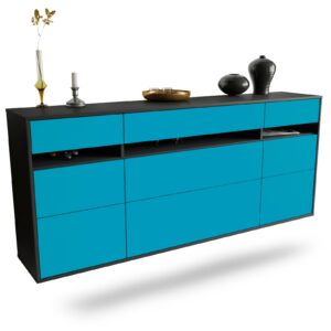 Sideboard Manchester | hängend | Korpus Anthrazit | Front in Türkis | 180x79x35cm (BxHxT)
