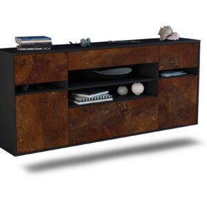 Sideboard Miramar | hängend | Korpus Anthrazit | Front in Rost Optik | 180x79x35cm (BxHxT)