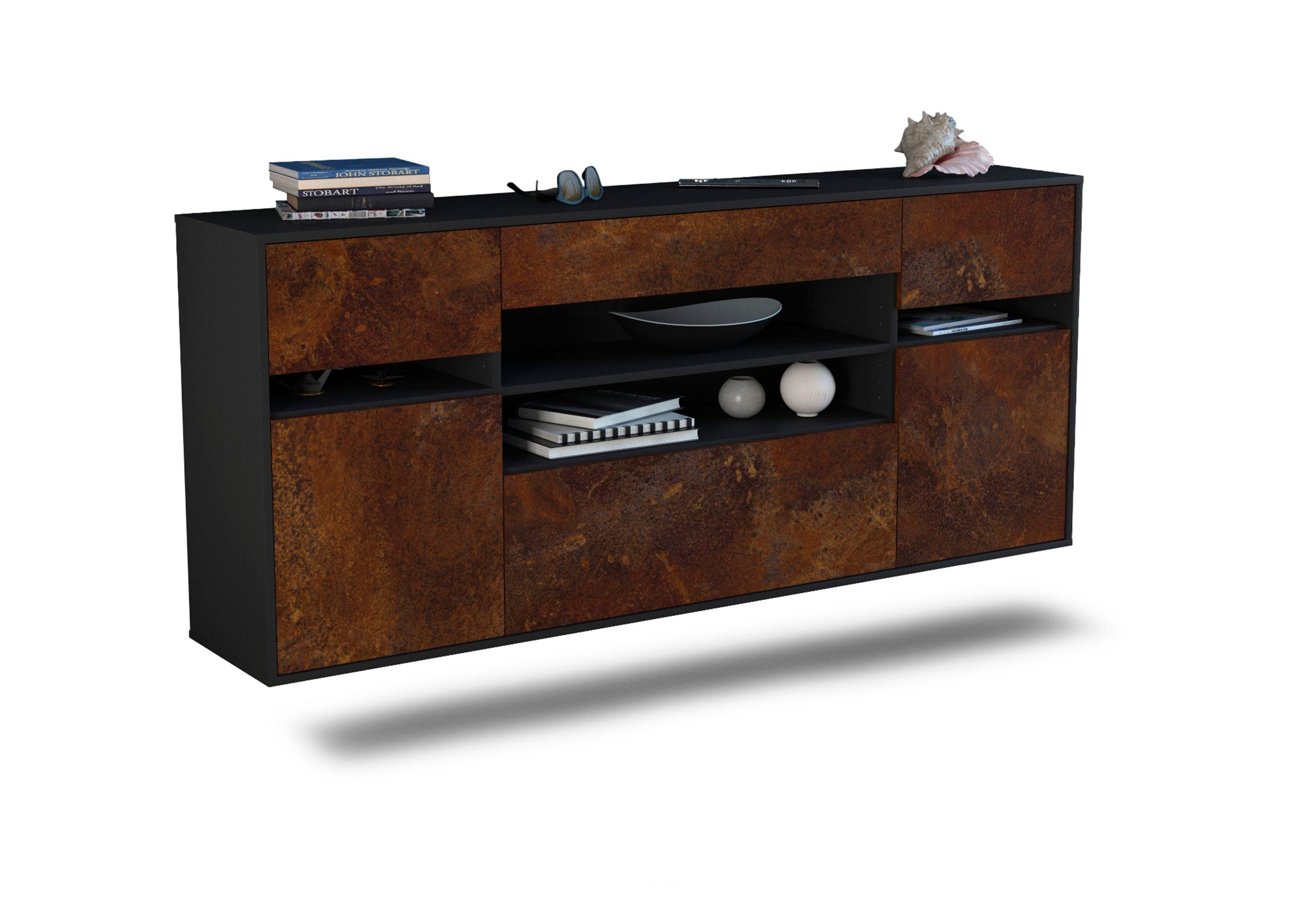 Sideboard Miramar | hängend | Korpus Anthrazit | Front in Rost Optik | 180x79x35cm (BxHxT) 1 Sideboard Miramar | hängend | Korpus Anthrazit | Front in Rost Optik | 180x79x35cm (BxHxT)