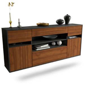 Sideboard Miramar | hängend | Korpus Anthrazit | Front in Walnuss Holz Optik | 180x79x35cm (BxHxT)
