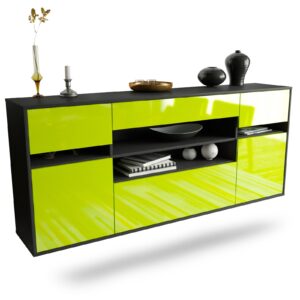 Sideboard Miramar | hängend | Korpus Anthrazit | Front in Hochglanz Grün | 180x79x35cm (BxHxT)