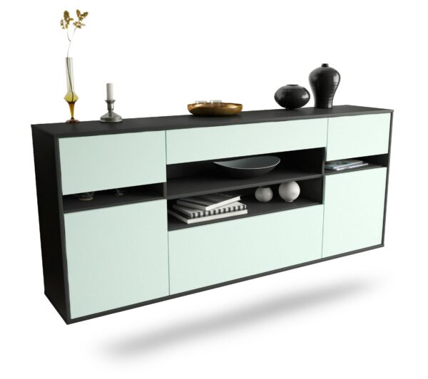Sideboard Miramar | hängend | Korpus Anthrazit | Front in Mint | 180x79x35cm (BxHxT)