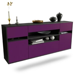 Sideboard Miramar | hängend | Korpus Anthrazit | Front in Lila | 180x79x35cm (BxHxT)