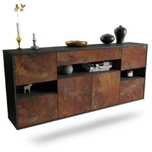 Sideboard Downey | hängend | Korpus Anthrazit | Front in Rost Optik | 180x79x35cm (BxHxT)