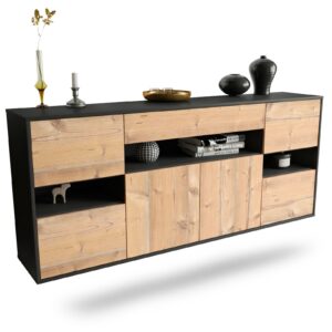 Sideboard Downey | hängend | Korpus Anthrazit | Front in Pinie Holz Optik | 180x79x35cm (BxHxT)