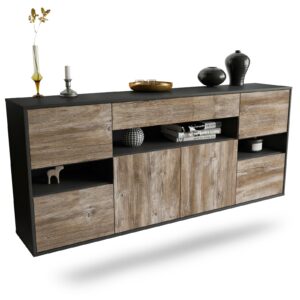 Sideboard Downey | hängend | Korpus Anthrazit | Front in Treibholz Holz Optik | 180x79x35cm (BxHxT)